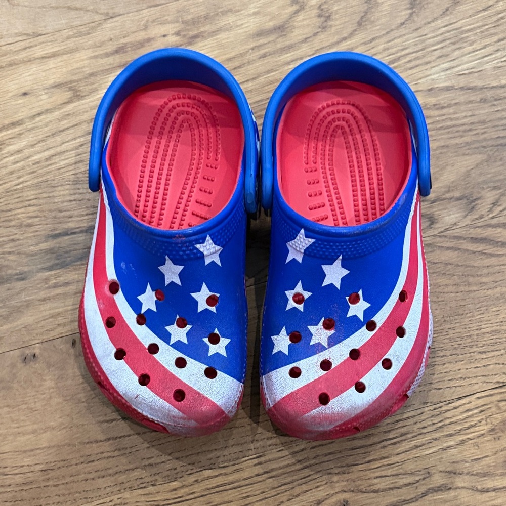 Patriotic Kids Crocs Red, White, and Blue